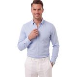 RizzUP Erkek %97 Pamuk Slim Fit Dar Kesim Petek Dokulu Likralı Örme Mavi Gömlek 2600707