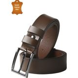 Rizzup Erkek Açık Kahve Hakiki Deri Klasik Kemer 3,5 cm Kumaş Pantolon Kemeri 2502635 - 130 cm