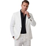 RizzUP Erkek Beyaz Dar Kesim Keten Görünümlü Yazlık Takım Elbise Pantolonu Lastikli Ipli Takım 2600719 - 6 Drop - 54