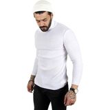Rizzup Erkek Beyaz Yarım Balıkçı Yaka Çizgi Desenli Kazak Basic Düz Triko 2100015 - XL