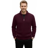 Rizzup Erkek Bordo Yarım Fermuarlı Oversize Kesim Triko Kazak – Yumuşak Dokulu Örgü Kazak 2608511 - 2XL