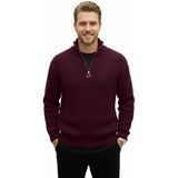 Rizzup Erkek Bordo Yarım Fermuarlı Oversize Kesim Triko Kazak – Yumuşak Dokulu Örgü Kazak 2608511 - XL