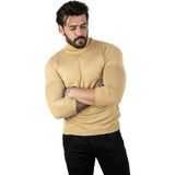 Rizzup Erkek Camel Slim Fit Balıkçı Yaka Düz Kazak Boğazlı Yaka Triko 2002292 - XS