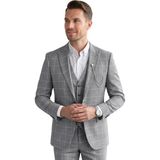 Rizzup Erkek Gri Slim Fit 3’lü Takım Elbise – Yelekli Ekose Desenli Çift Düğme Takım Elbise 2600501 - 6 Drop - 48