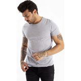 RizzUP Erkek Gri Slim Fit %90 Pamuk Likralı Yumuşak Dokulu Basic Tişört 1801131