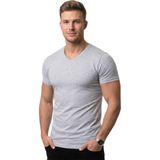 RizzUP Erkek Gri Slim Fit %90 Pamuk V Yaka Likralı Yumuşak Dokulu Basic Tişört 1801165 - 2XL