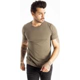 RizzUP Erkek Haki Slim Fit %90 Pamuk Likralı Yumuşak Dokulu Basic Tişört 1801131 - 3XL