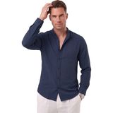Rizzup Erkek Lacivert Hakim Yaka Gömlek Rahat Kesim Likralı Pamuklu Kırışmayan Ütü Gerektirmeyen 2602632 - 2XL