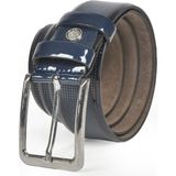 Rizzup Erkek Lacivert Lazer Işlemeli Ince Klasik Parlak Suni Deri Kemer 2402627 - 115 cm