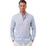 Rizzup Erkek Mavi Hakim Yaka Rahat Kesim Keten Görünümlü %100 Pamuk Gömlek 2602612 - XL