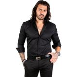 Rizzup Erkek Siyah Dar Kesim Uzun Kollu Kol Düğmeli Gömlek 2209615 - XL