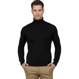 Rizzup Erkek Siyah Kare Desenli Balıkçı Yaka Slim Fit Boğazlı Triko Kazak 2505493