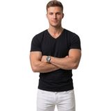 RizzUP Erkek Siyah Slim Fit %90 Pamuk V Yaka Likralı Yumuşak Dokulu Basic Tişört 1801165 - 2XL