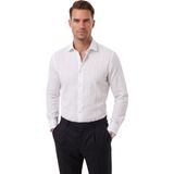 RizzUP Erkek Slim Fit %95 Pamuk Çizgi Dokulu Beyaz Ütü Gerektirmeyen Gömlek 2600002