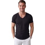 Rizzup Siyah Erkek Slim Fit Derin V Yaka Basic Tişört %90 Pamuk Likralı Asimetrik Kesim 2602265 - XL