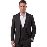 Rizzup Siyah Slim Fit Likralı 3’lü Takım Elbise Ceket Yelek Pantolon Modern Şık Tasarım 2601798 - 6 Drop - 48