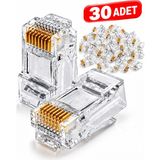 RJ45 CAT5CAT6 / Ethernet Internet Kablo Soketi Konnektörü 8P8C RJ45 Jack Uç / 30 Adet Utp Jak