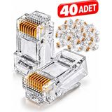 RJ45 CAT5CAT6 / Ethernet Internet Kablo Soketi Konnektörü 8P8C RJ45 Jack Uç / 40ADET Utp Jak