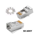 Rj45 Jack Metal Uç Jak Konnektör Cat5 Cat6 Başlık 50 Adet