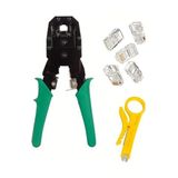 RJ45 RJ11 RJ9 Jack Telefon Data Kablosu Sıkma Çakma Pensesi + Kablo Soyucusu +100 Adet RJ45 Jack Set