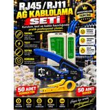 RJ45 RJ11 Sıkma Pensesi Kablo Test Cihazı 50 Adet RJ45 Konnektör 50 Adet Koruma Kılıfı Kablo Soyma Aparatı Seti