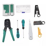 RJ9 RJ11 RJ45 Ağ Kablosu Test ve Onarım Seti, Kablo Sıkıştırma Pensesi, Kablo Test Cihazı, Taşıma Çantası ile