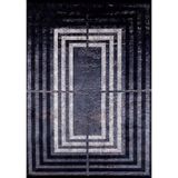 Rjev Gri Modern Geometrik Etnik Eskitme Desenli Boho Makinada Yıkanabilir Hafif Hav Toz Vermez Leke Tutmaz Kaymaz Taban Dijital Makine Baskı Halı Oturma Odası Salon Yolluk Koridor Mutfak Halısı