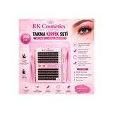 RK Cosmetic Takma Kirpik Seti 280’li Yapıştırıcı Sabitleyici Çıkarıcı Remover + Takma Kirpik Cımbızı +Tarama Fırçası 30D-40D