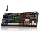 RK ROYAL KLUDGE R87 Pro Kablolu Mekanik Klavye, Çalışırken Değiştirilebilir Topuzlu %75 Kremsi Oyun Klavyesi 88 Tuşlu TKL Conta Montajlı RGB Arkadan Aydınlatmalı, QMK/VIA, MDA Profili, Lineer Kremsi