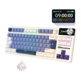 RK Royal KLUDGE S85 ISO-ES - Mekanik Oyun Tuş Takımı %80 - İspanyolca Kablosuz Klavye LCD Ekranlı -RGB - Bluetooth/2.4G/USB-C -Hot-Değiştirilebilir -Mac/Windows -Modeli Horizon/Dokunmatik Anahtarı Bej