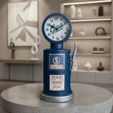 RK66 Mavi Retro Route 66 Benzin Pompası 35 cm Metal Masa Saati Nostaljik Hediyelik Ofis Hediyesi