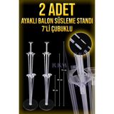 rkm store 2 Adet Balon Süsleme Standı 7’li Çubuklu Ayaklı Balon Standı Seti Parti ve Doğum Günü Süsleme