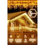 rkm store Saçak Led 16 Sarkıt Gün Işığı Fişli Eklemeli 4 Metre 8 Fonksiyonlu