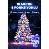 rkmstore 10 Metre Rgb 100 Ledli Fişli 8 Fonksiyonlu Yılbaşı Ağacı Işığı Organizasyon Led Işık