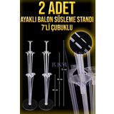 rkmstore 2 Adet Balon Süsleme Standı 7'li Çubuklu Ikili Set Ayaklı Balon Standı