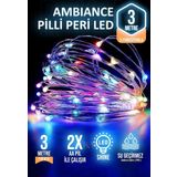 rkmstore Dekoratif 3 Metre Rgb Pilli Peri Led Aydınlatma Fonksiyonlu Parti Yılbaşı Süsleme