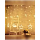 rkmstore Dekoratif Led 8 Fonksiyonlu Yıldızlı Perde Led Gün Işığı 12 Sarkıt Süsleme Saçak Led