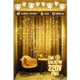rkmstore Kalp Şeklinde Gün Işığı Perde Led Sevgililer Günü Romantik Fon Perde Led 16 Sarkıt Eklemeli