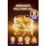rkmstore Peri Led Işık 10 Metre Gün Işığı 3 Pilli Fonksiyonlu Dekoratif Led Işık