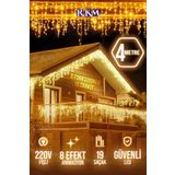 rkmstore Saçak Led 19 Sarkıt Gün Işığı Fişli Eklemeli 4 Metre 8 Fonksiyonlu