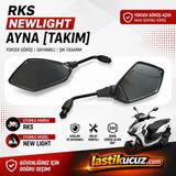 Rks New Light Motosiklet Ayna Takımı Sağ Sol Dikiz Aynası Scooter Aynası Orijinal Uyumlu Siyah