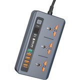 RL-316D Akıllı Priz Termal Akım ve Isınma Korumalı 5 USB 5V-3.4A Qc3.0 Girişli LED Ekran Uzatm