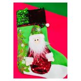 RMC Design Pullu Yılbaşı Noel Baba Hediye Çorabı, 46x26 cm, Yeşil