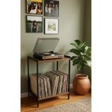 RMD SHOP Lodos Pikap Sehpası Metal Ayaklı 2 Katlı Plaklık Organizer 60x47 cm Barok Ceviz