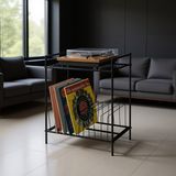 Rmd Shop Modern Tasarımlı Siyah Metal Plak ve Pikap Sehpası Salon ve Ofis Kullanımına Uygun