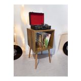 RMD SHOP Riva Plak Sehpası 44x44 Pikap Standı Gramofon Sehpası Barok Ceviz Ahşap Retro Dekoratif Yan Sehpa