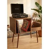 Rmd Shop Sera Plak ve Pikap Sehpası 78x44x80 cm | Ahşap Plaklık Organizer, Gramofon Standı, Çift Bölmeli Plak Düzenleyici - Ceviz