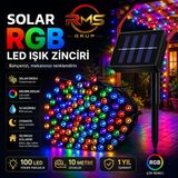 Rms Grup Solar LED Bahçe Aydınlatma 100 LED 10 Metre Gün Işığı Su Geçirmez Dış Mekan Işık Zinciri - Çok Renkli
