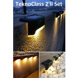 RMSGRUP 2 Adet Köşebent Merdiven Solar Güneş Enerjili Led Lamba Dekor Bahçe Balkon Aydınlatma Su Geçirmez