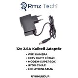 Rmztech 12V2.5a Plastik Adaptör | Modem Süperbox | Wifi Kamera | Kayıt Cihazı | Led Şerit Uydu Cihazı Uyumlu